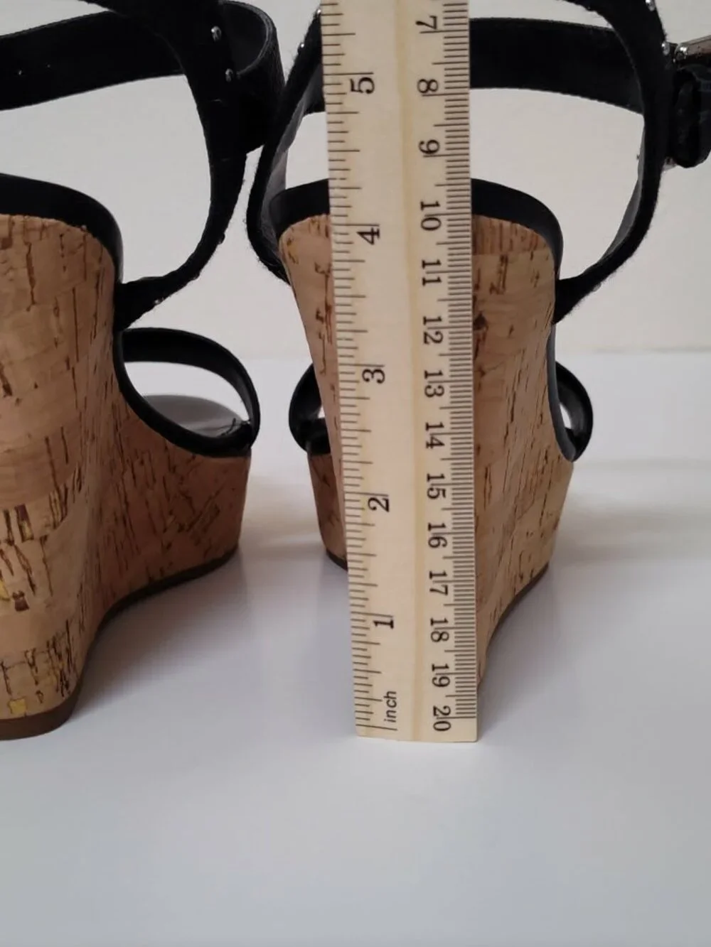 Calvin Klein Black logo Cork Wedge Platform sandal size 8